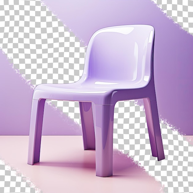 PSD 3d render of a violet plastic chair with modern design on a transparent background includes clipping path