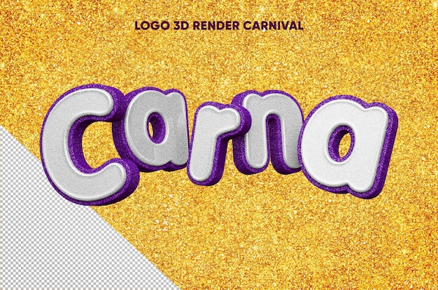 3D рендеринг фиолетово-белого логотипа carna