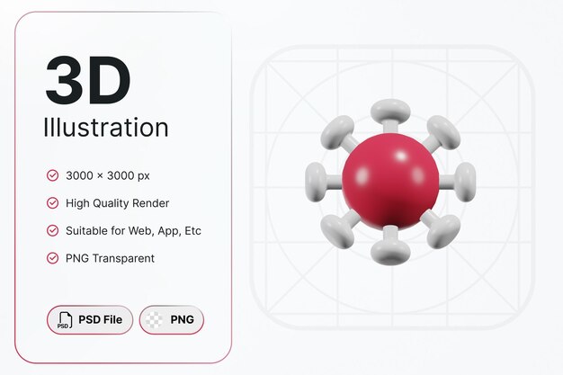 PSD 3d 렌더링 바이러스 센터 보기 의료 개념 현대 아이콘 일러스트 디자인