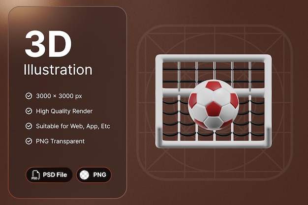 PSD 3d render voetbal basic center view sport concept moderne pictogram illustraties design