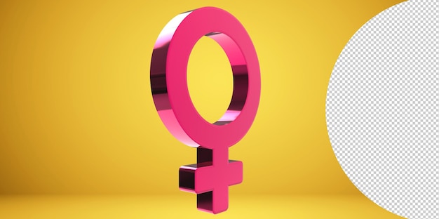3D render vrouwelijk symbool met transparante achtergrond