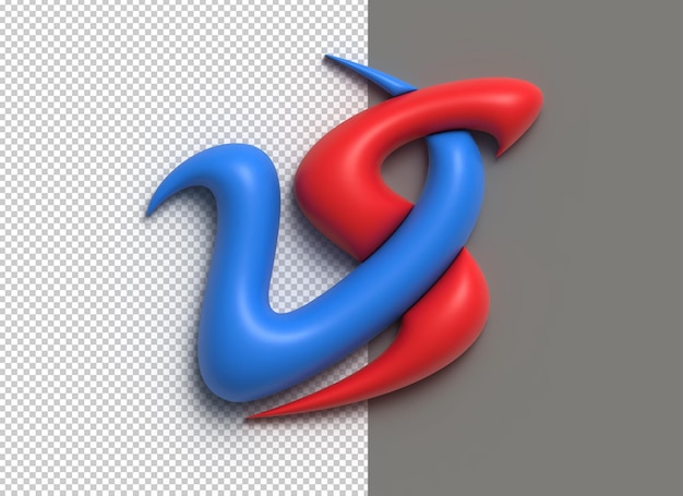 PSD 3d render vs logo della lettera aziendale