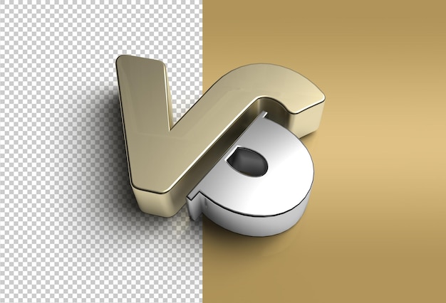 3DレンダリングVS会社メタルレターロゴ透明Psdファイル。
