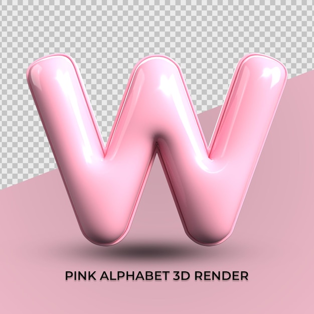 3d render w alfabet roze plastic schattig