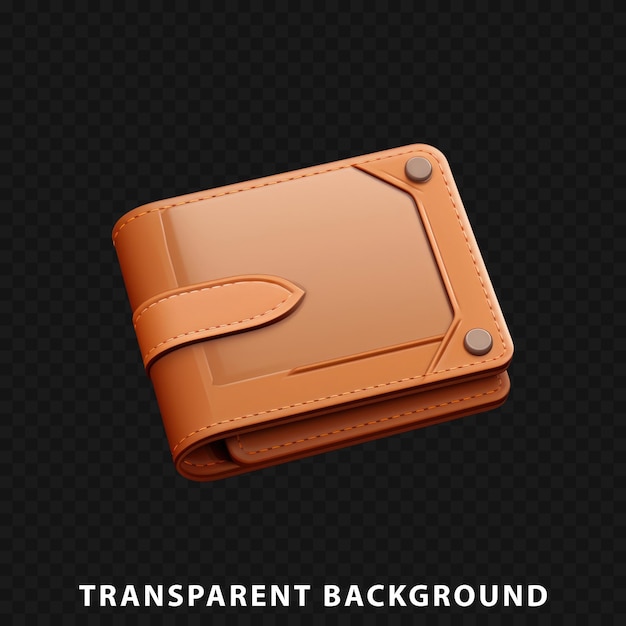 PSD 3d render wallet isolated on transparent background