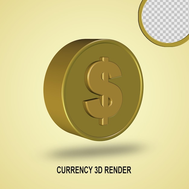 PSD 3d render waluty złoty dolar