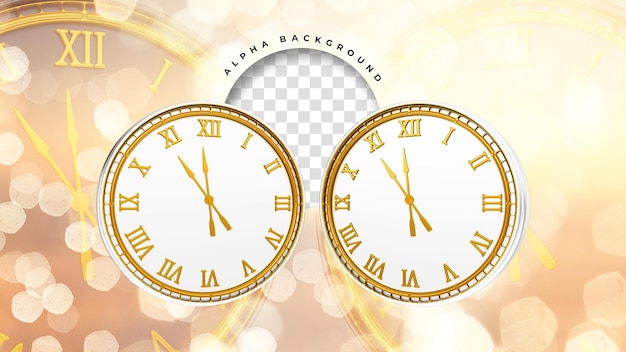 3d render elemento orologio per composizione in bianco e oro