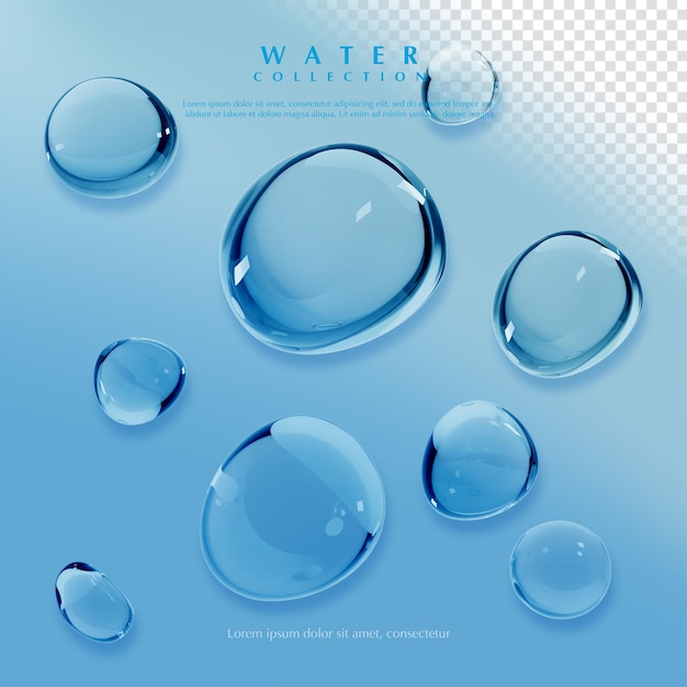 PSD 3d render water collection