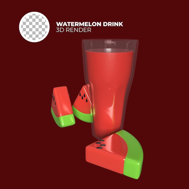 PSD 3d render watermelon drink