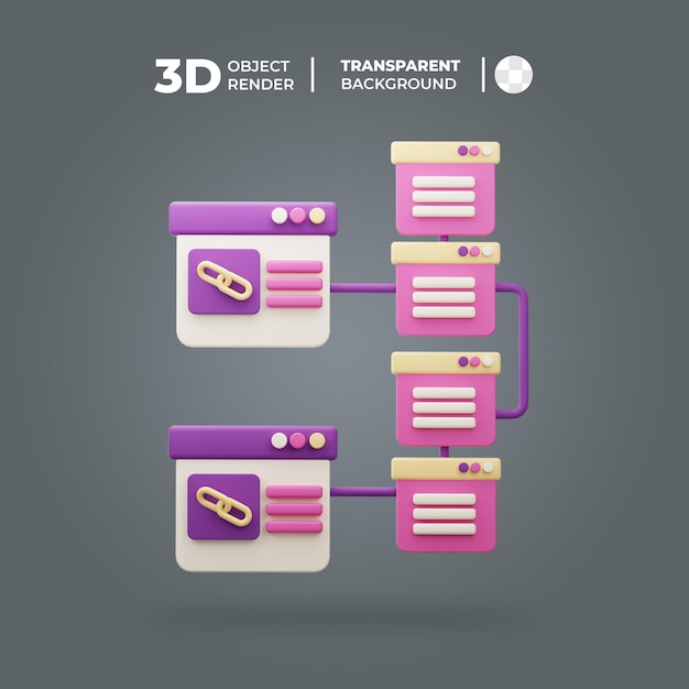 3D Render of Website Links and Connections