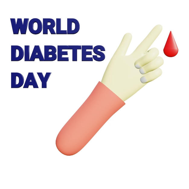 PSD 3d render werelddiabetes dag pictogram