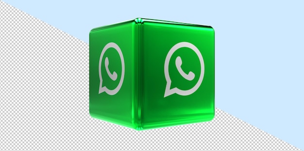 PSD 3d render whatsapp icon cube