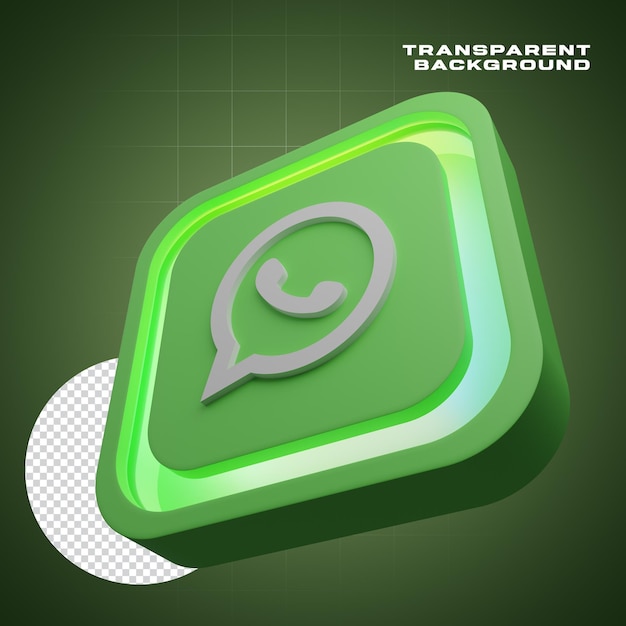 PSD 3d render whatsapp icon with inner neon lights