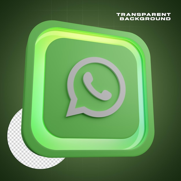 PSD 3d render whatsapp icon with inner neon lights