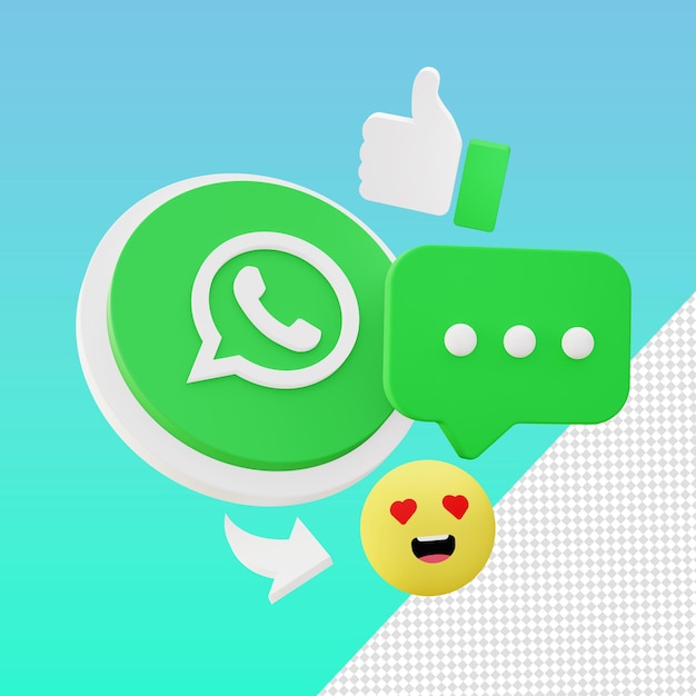 Rendering 3d whatsapp come il modello di emoticon emoji messaggio per ui ux web social media e design