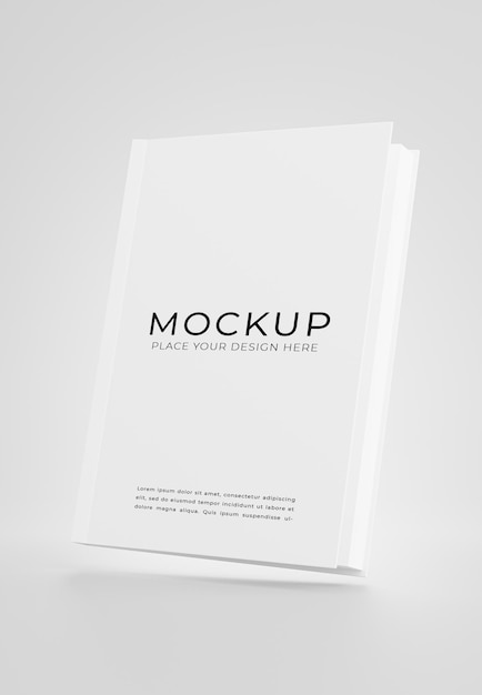 PSD 3d render of white book mockup design