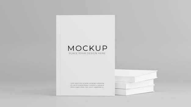 PSD 3d render of white book mockup design