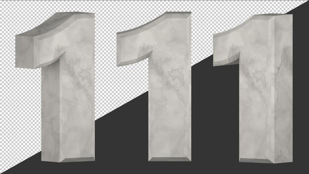 3d render white ceramic number 1