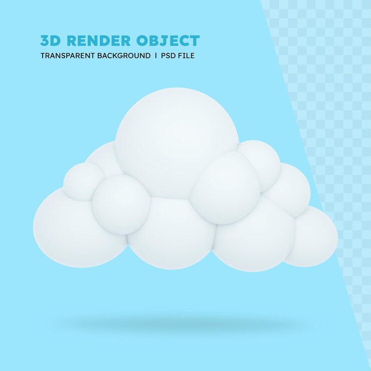PSD 3d визуализация белого облака