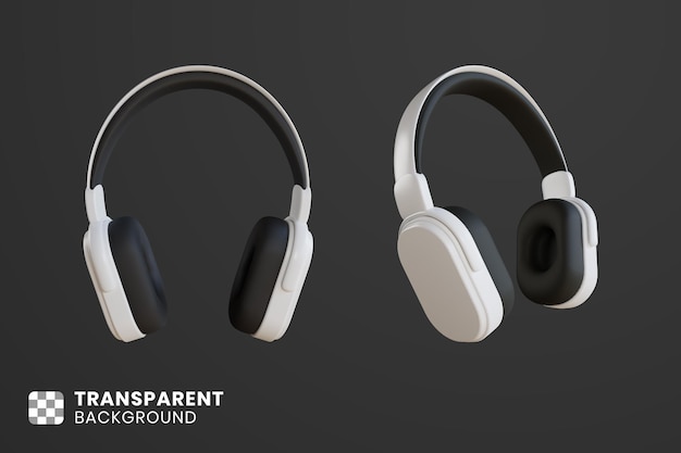 3d render of white headphones