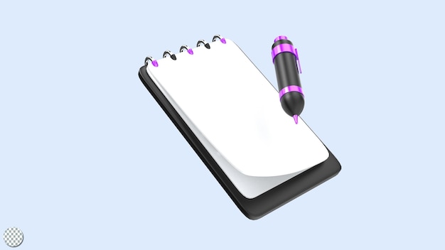 PSD 3d render white paper clipboard with pen for office stationary equipment illustration