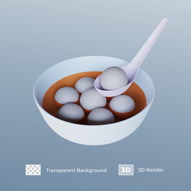 PSD dongzhi 축제를 위해 3d 렌더링 흰색 tangyuan