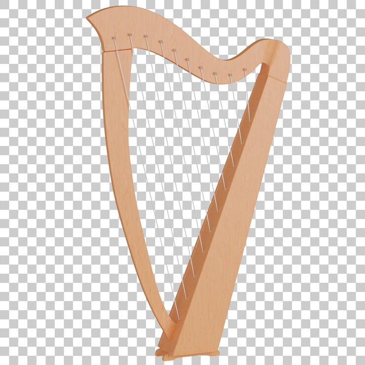 PSD 3d render wooden harp instrument icon
