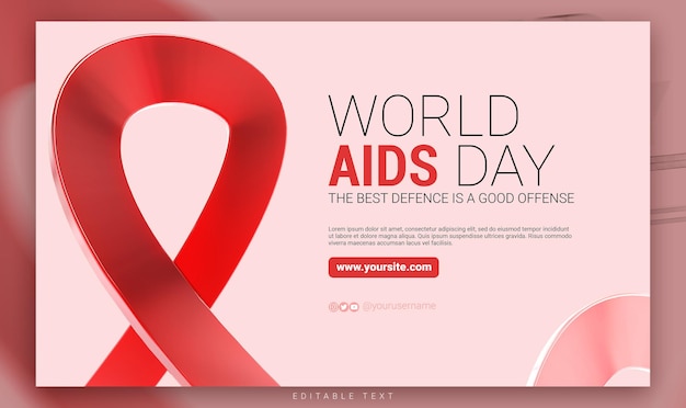 PSD modello di social media per la giornata mondiale dell'aids di rendering 3d