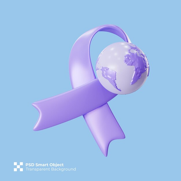 PSD 3d render of world cancer day icon isolated psd