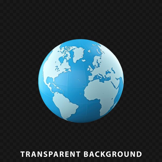 3d render world globe isolated on transparent background