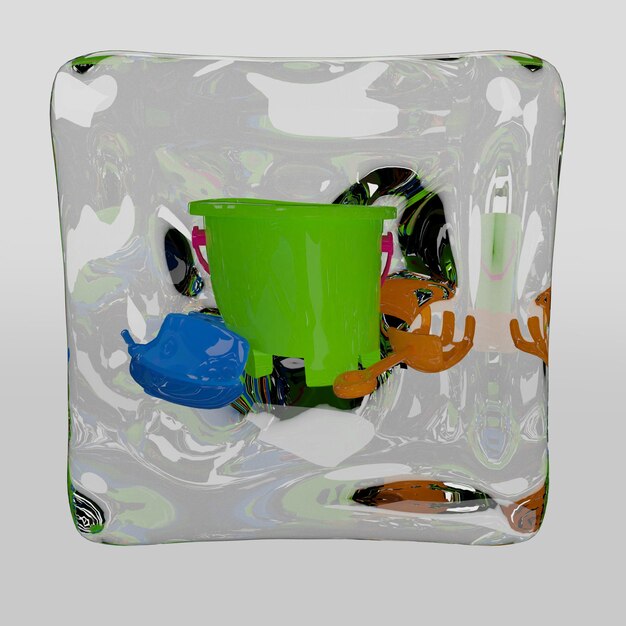 PSD 3d render wrap plastic vorm object