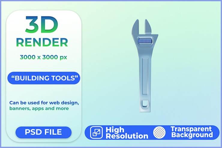 PSD 3dレンダリングレンチ構築ツールアイコン
