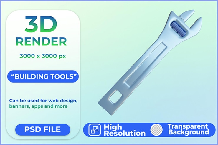 PSD 3dレンダリングレンチ構築ツールアイコン