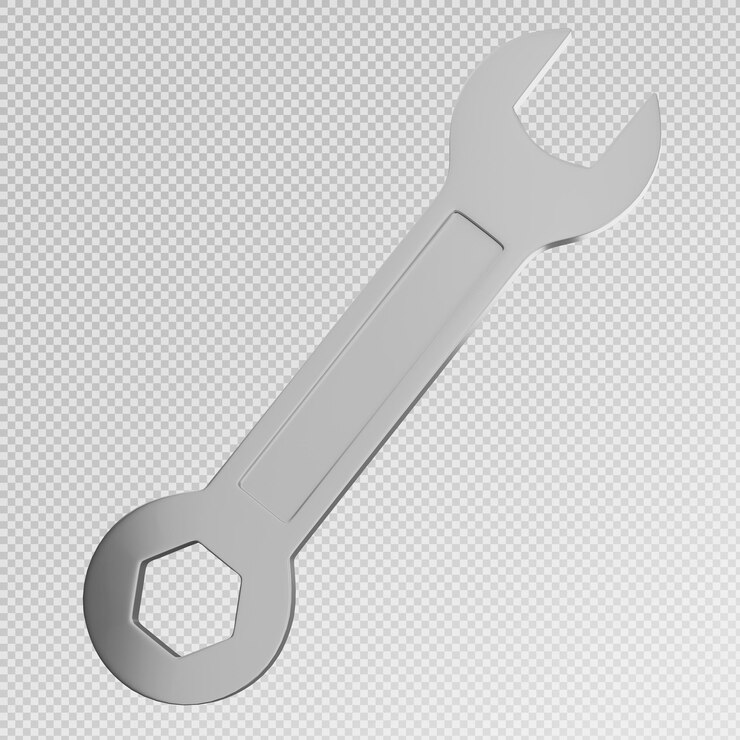 PSD 3d render of wrench tools kit isolated