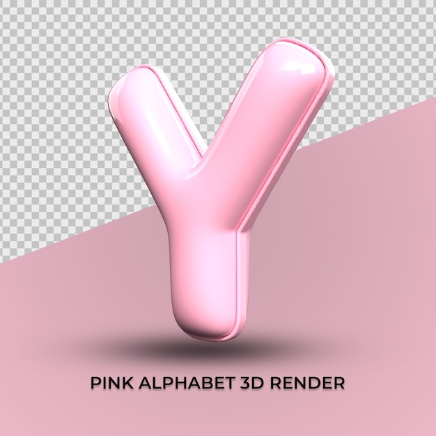 3d render y алфавит розовый пластик милый