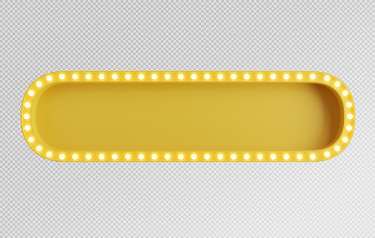 PSD 3d render of yellow billboard with light bulbwith isolated background