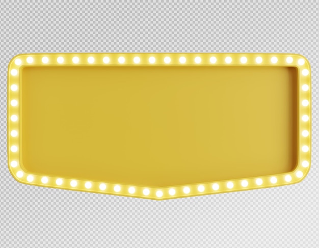 3d render of yellow billboard with light bulbwith isolated background