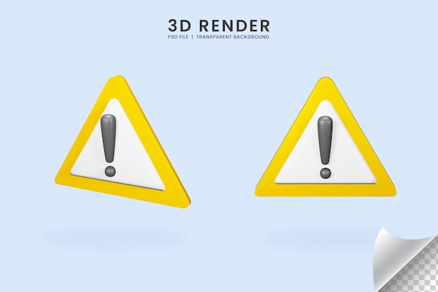 PSD 3dレンダリング黄色の危険警告サイン