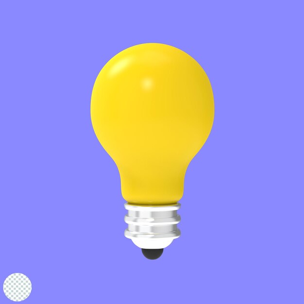 PSD 3d render yellow light bulb idea concept 3d illustration