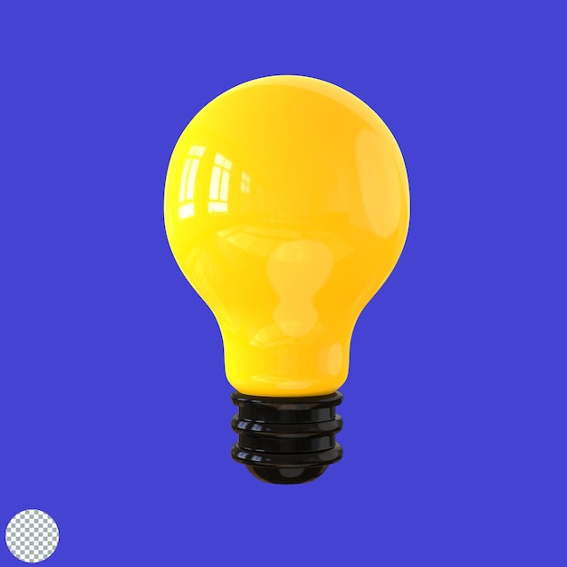 3d render yellow light bulb idea concept 3d illustration