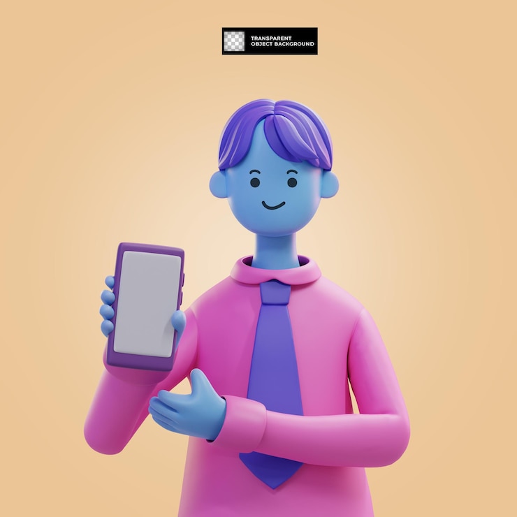 PSD 3d render young man cartoon character business sales manager isolated illustration