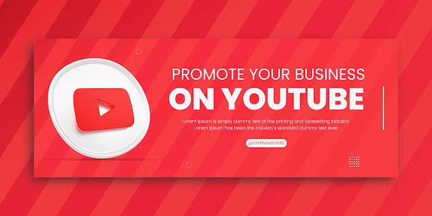 3d render youtube business promotion for social media facebook cover design template