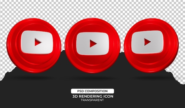 PSD 3d rende l'illustrazione dell'icona di youtube