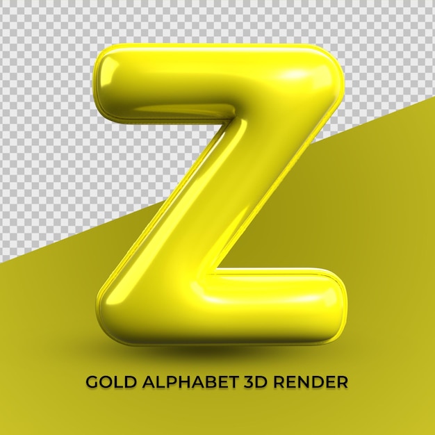 3d render z alfabet geel plastic