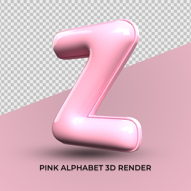 3d Render Z Alfabet Różowy Plastikowy ładny