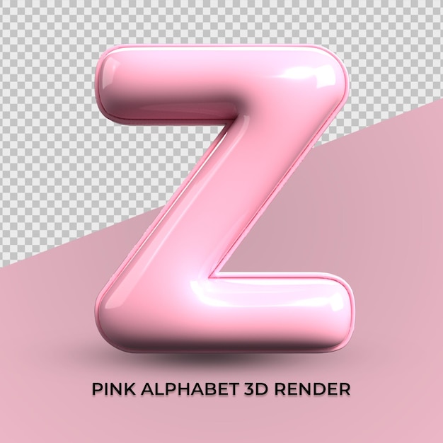 3d render z alfabeto plastica rosa carino