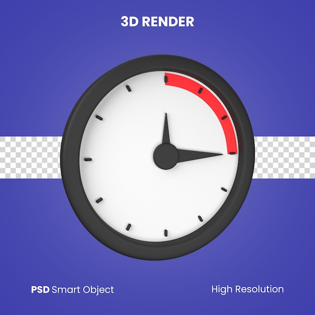 PSD 3d render zegara na białym tle