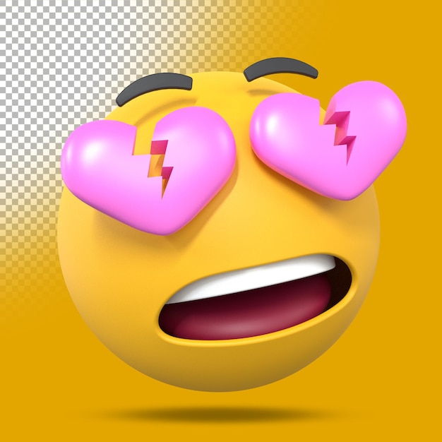 3d Render Złamane Serce Emoji Buźkę