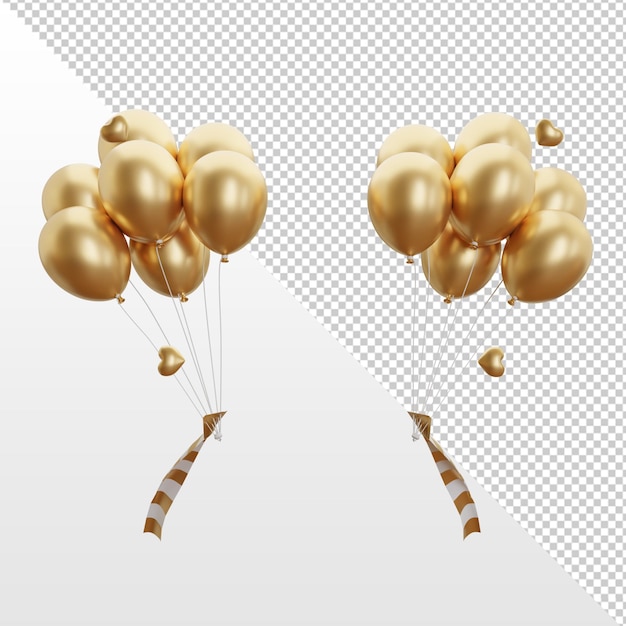 PSD 3d render złotego konfetti pływającej dekoracji z pędem papieru colofull