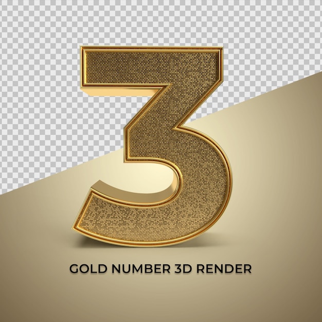 3d Render Złoty Numer 3 Png